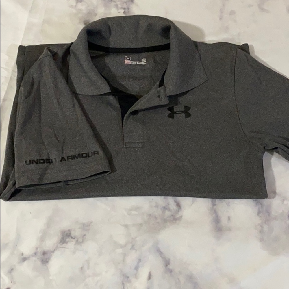 Under Armour boys polo; solid grey